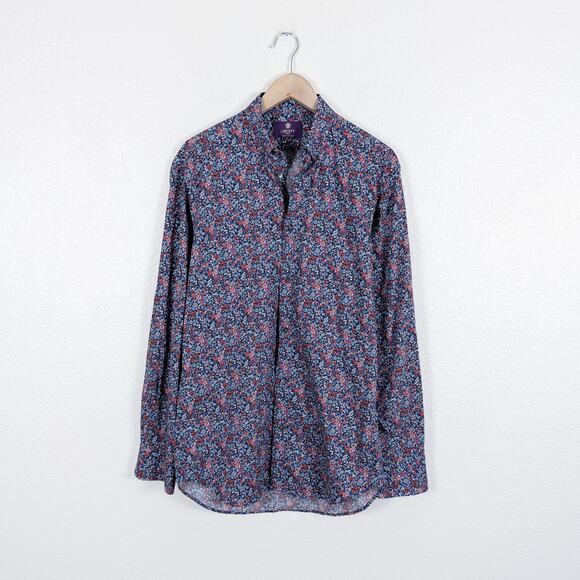 Liberty London Men's Button up Shirt Floral Print Blue multi sz 15 - Picture 1 of 8